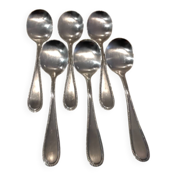 6 pelles à glace métal argenté orfèvre Frionnet decor perles