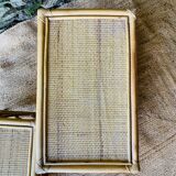 Set of two rattan and wicker nesting tables