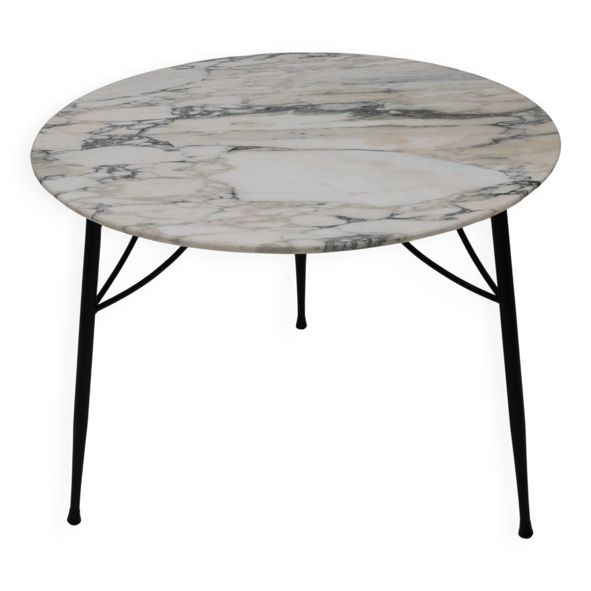 Mid-century Modern Italian Marble and Metal Round Coffee Table, 1960s