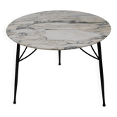 Table basse ronde en marbre et métal, années 1960
