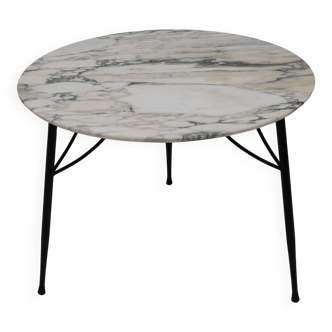 Mid-century Modern Italian Marble and Metal Round Coffee Table, 1960s