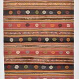 6x12 Long Wide Red Striped Kilim Rug,  190x356Cm
