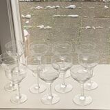 10 wine glasses, carved transparent glass, art deco cups, old and trendy