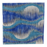 Tableau sculpture textiles  effet de vague et de relief par plissage camaïeu de bleu.  Réf  lago.