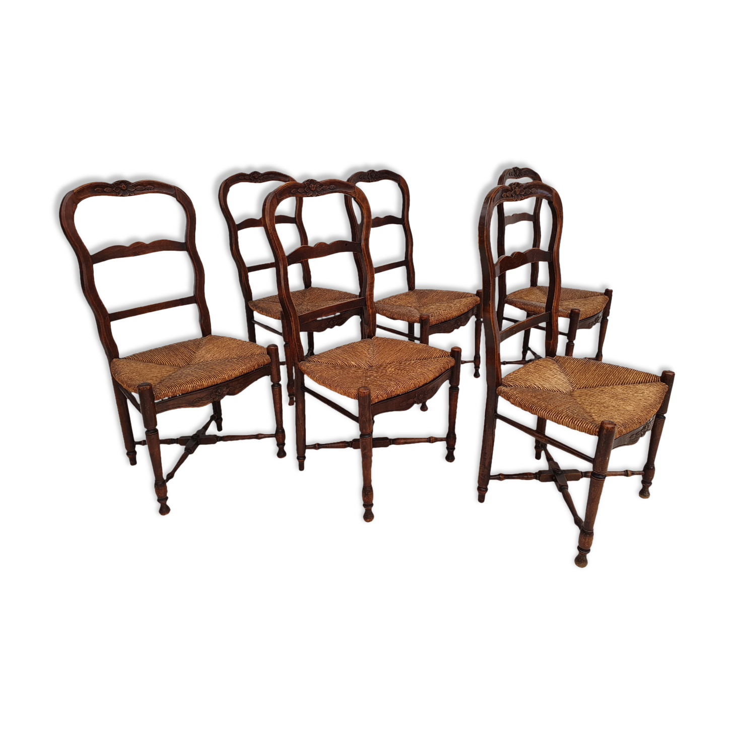 6 pcs, Original Danish country style chairs, 50s