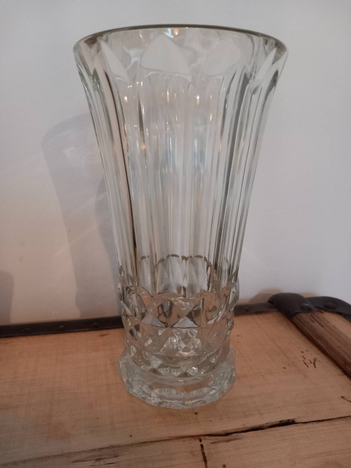 Clear cut glass vase