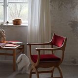 Henning Kjærnulf, Oak and velvet armchair, Model "Kurul", Mid-century, 1960s