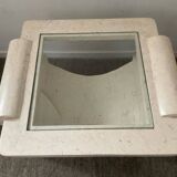 Vintage travertine and beveled glass coffee table