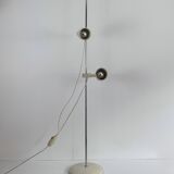 Vintage adjustable floor lamp, chrome and pressed moulded beige ABS, France 1970.