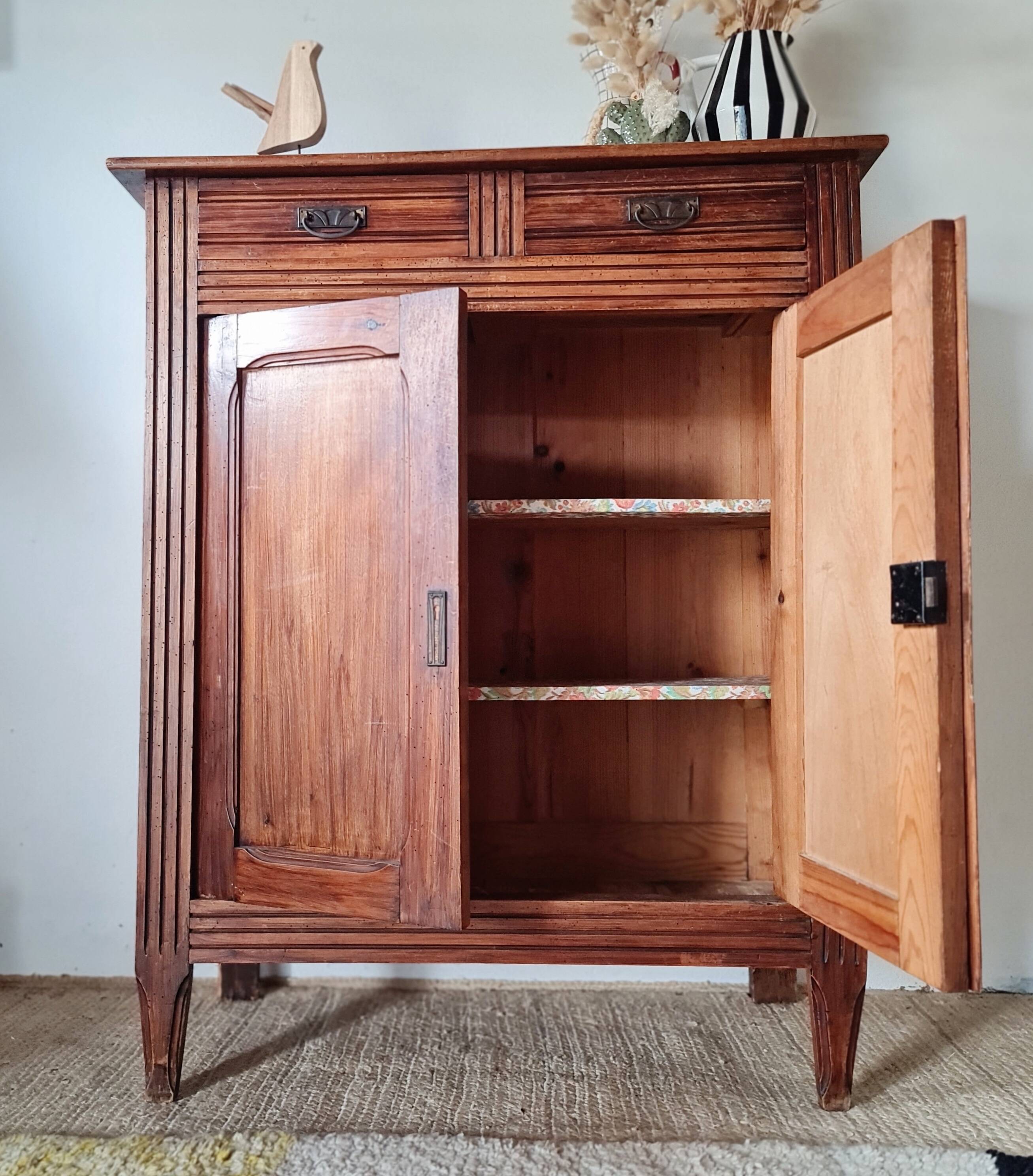 Buffet parisien bois ancien 2 portes panneautées