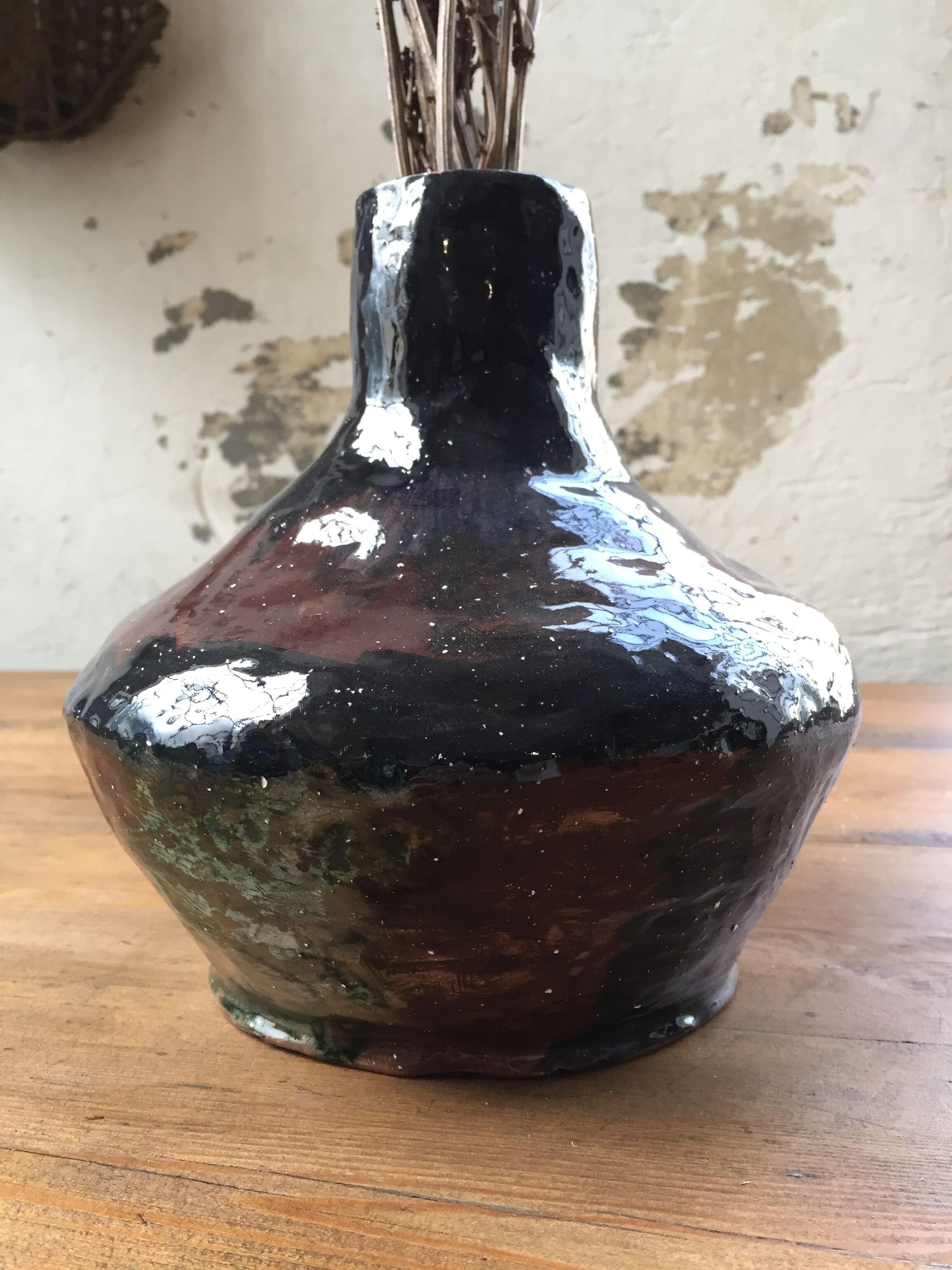 Handcrafted glazed terracotta vase