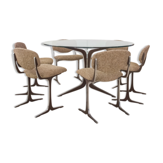 Table italienne et ses 6 chaises années 70