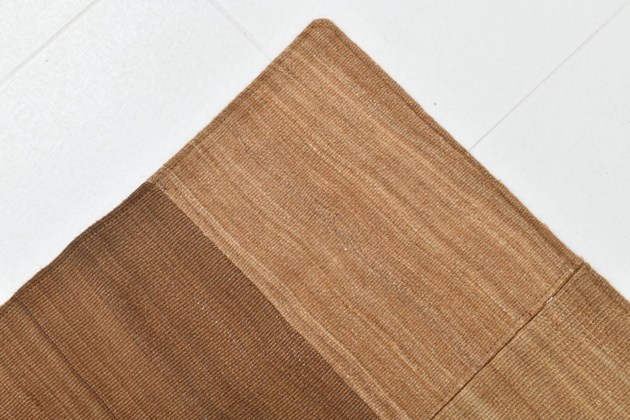 4x6 Checkered Pattern Camel Brown Vintage Kilim Rug, 140x172Cm