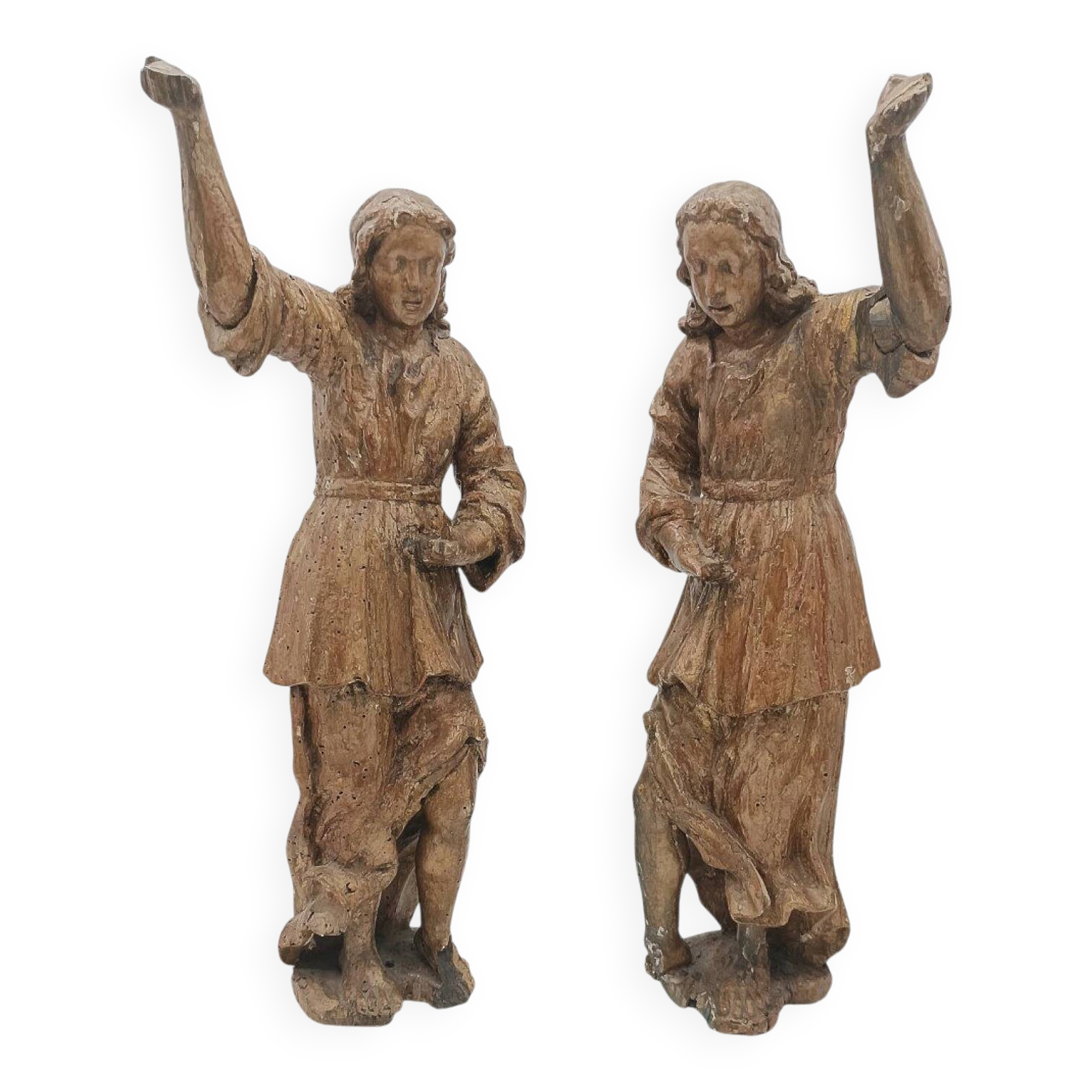 Pair of Tuscan giltwood angel sculptures, late 17th century