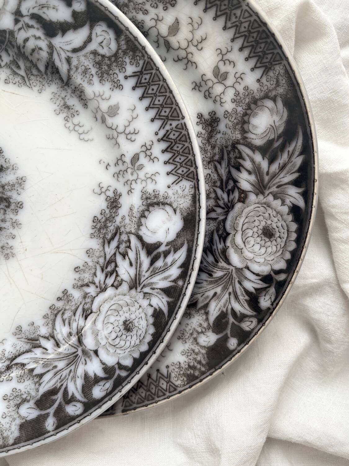 2 assiettes à dessert en terre de fer «Jardinière» U&C Sarreguemines