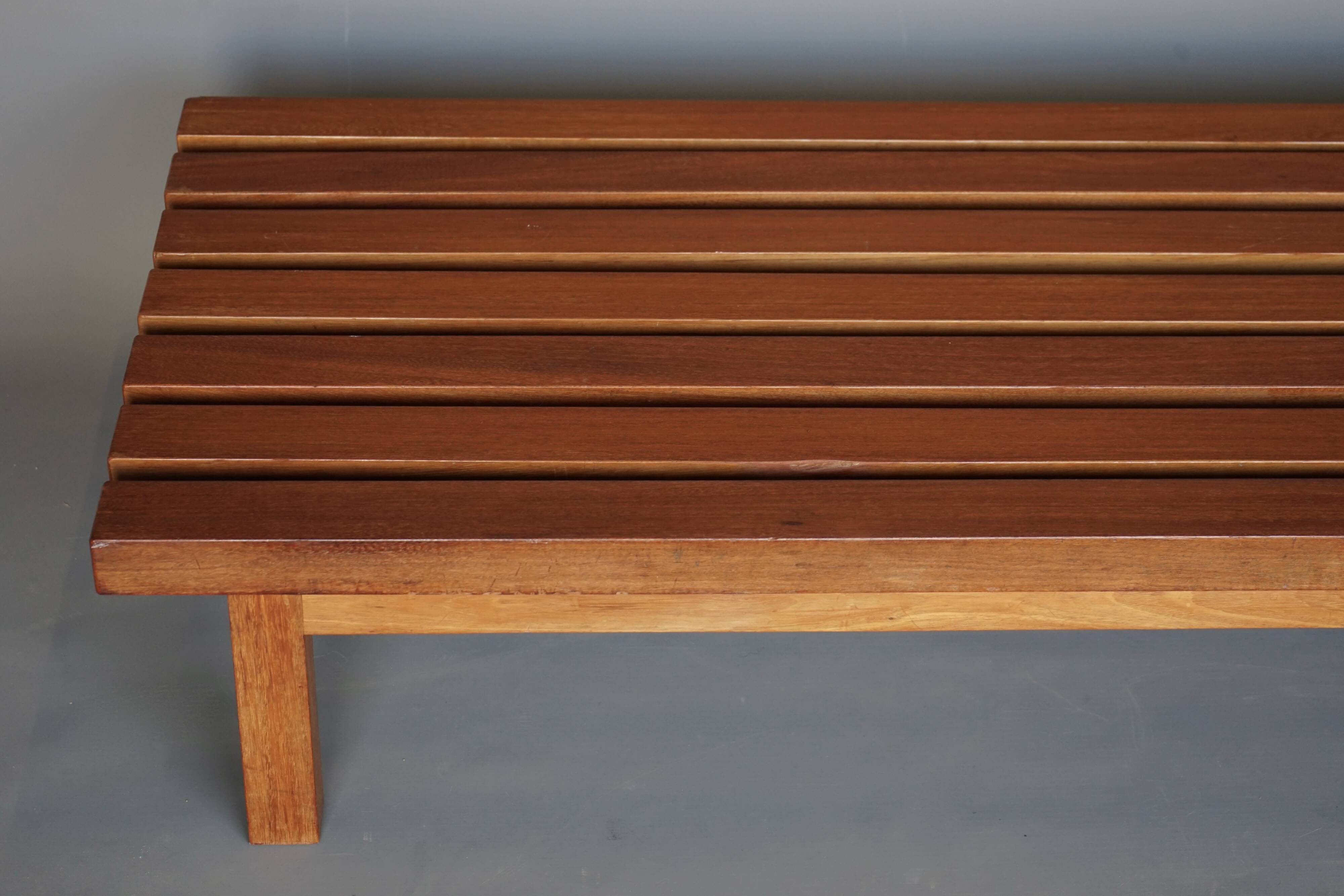 XL slatted teak bench from the 1960s