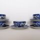 5 white and blue Japanese porcelain tea cups