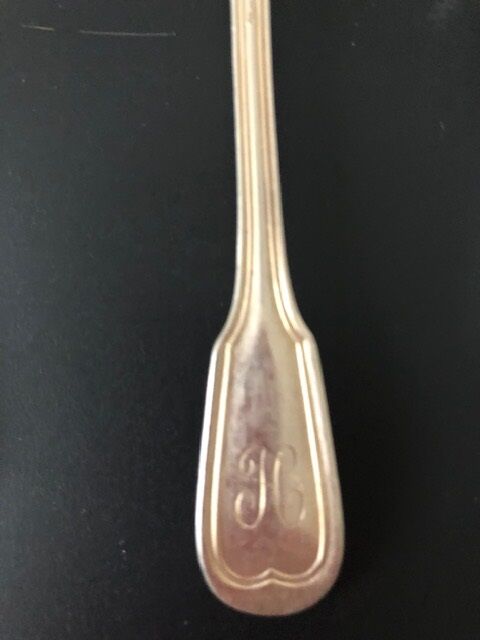 4 antique silver-plated metal teaspoons