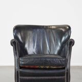 Fauteuil en cuir de vachette noir