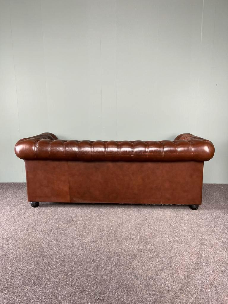 Chesterfield 3-seater calf leather sofa