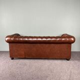 Chesterfield 3-seater calf leather sofa