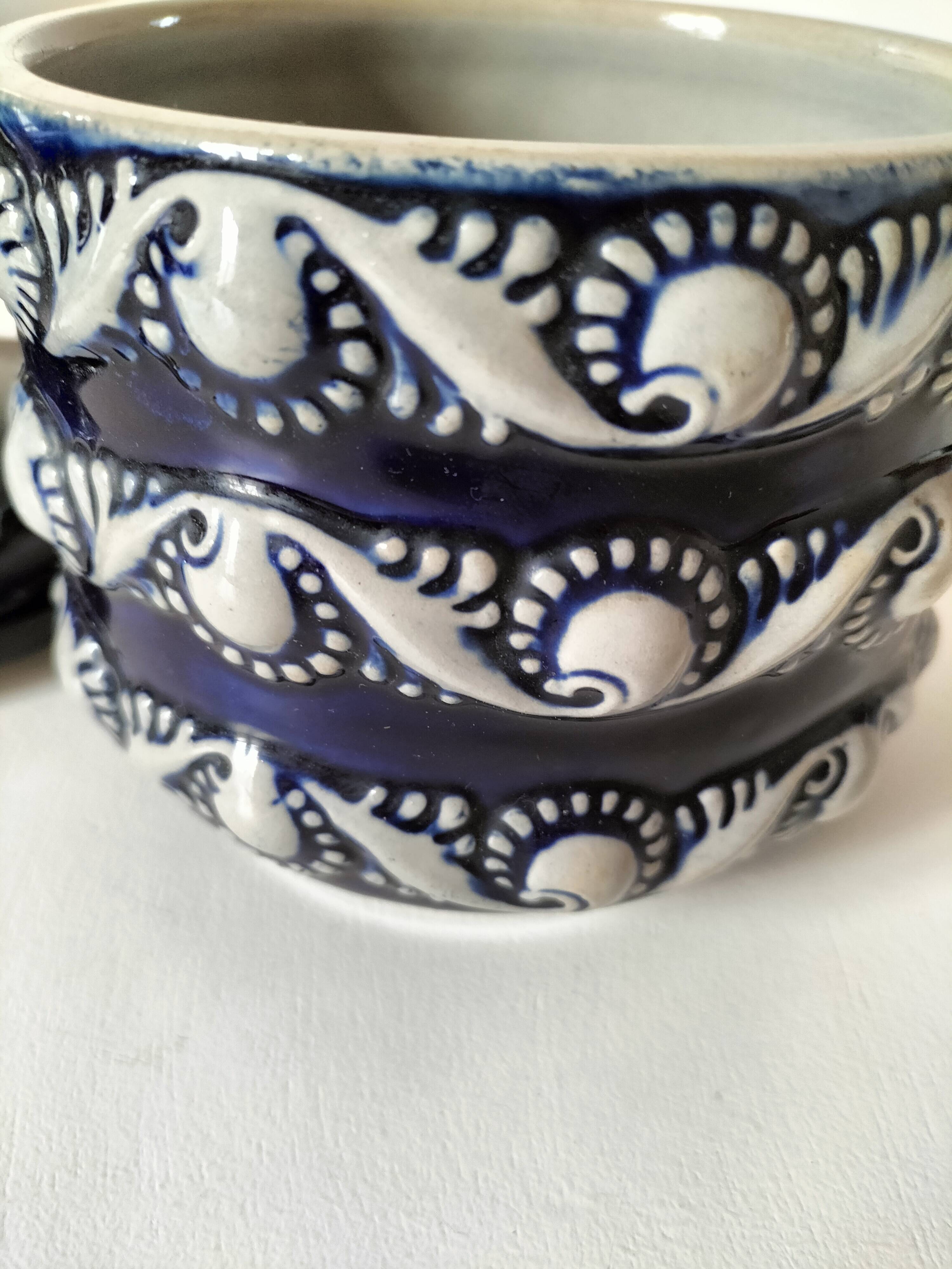 Blue glazed stoneware pot RM Stein – Reinhold Merkelbach, 1960s