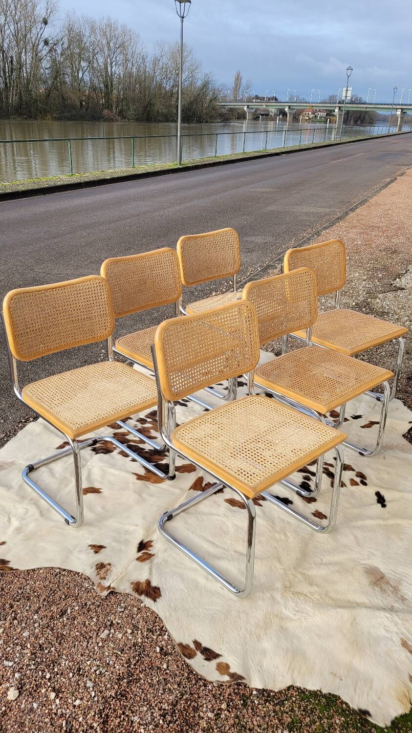 Set of 6 B32 chairs Marcel Breuer Italy design -1970s