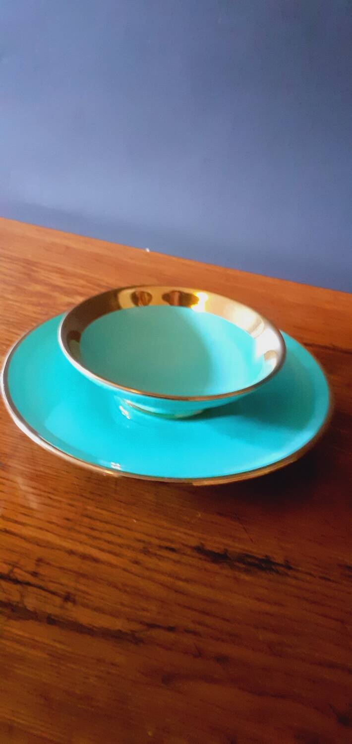 Magdalithe ceramic cup and dish from the 1950s