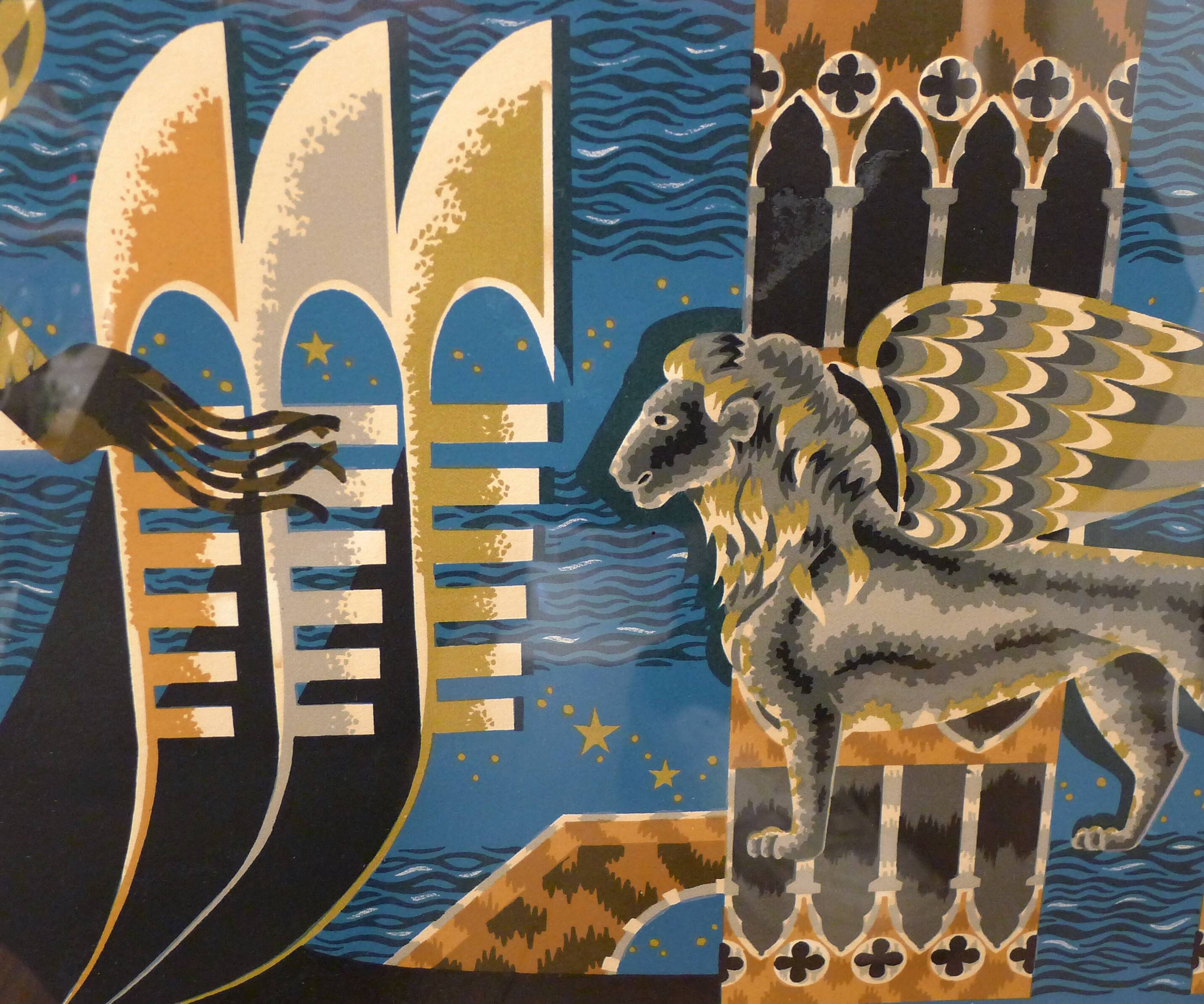 Lithograph Venezia signed J.Picart Le Doux 78cm x 57cm