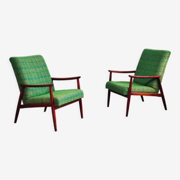 Paire de fauteuils vert par Jiri Jiroutek pour Interier Praha 1960