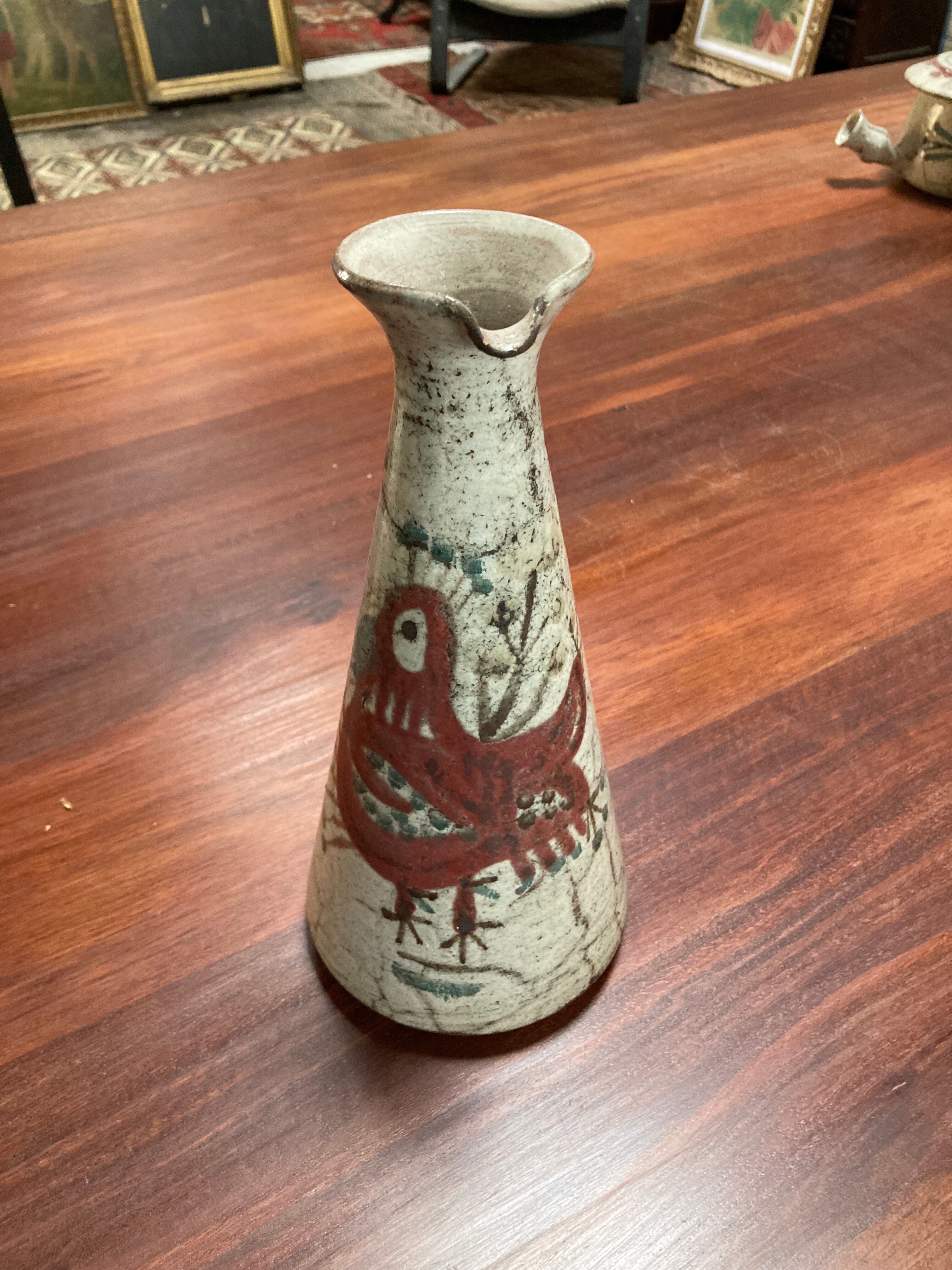 Gustave Reynaud. Rare conical vase or carafe. Signed.