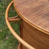 Half-moon bar in rattan and woven wicker – Vintage work, circa 1960-1970