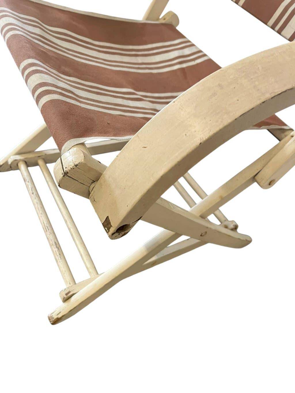 Chaise de plage/camping pliante vintage en bois