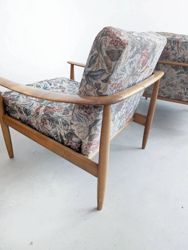 Lot de 2 chaises longues à imprimé floral par Carl Straub pour Goldfeder, années 1960