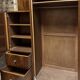 Asymmetrical wardrobe, Art Deco, 1930s walnut burl, wardrobe, shelves, drawers