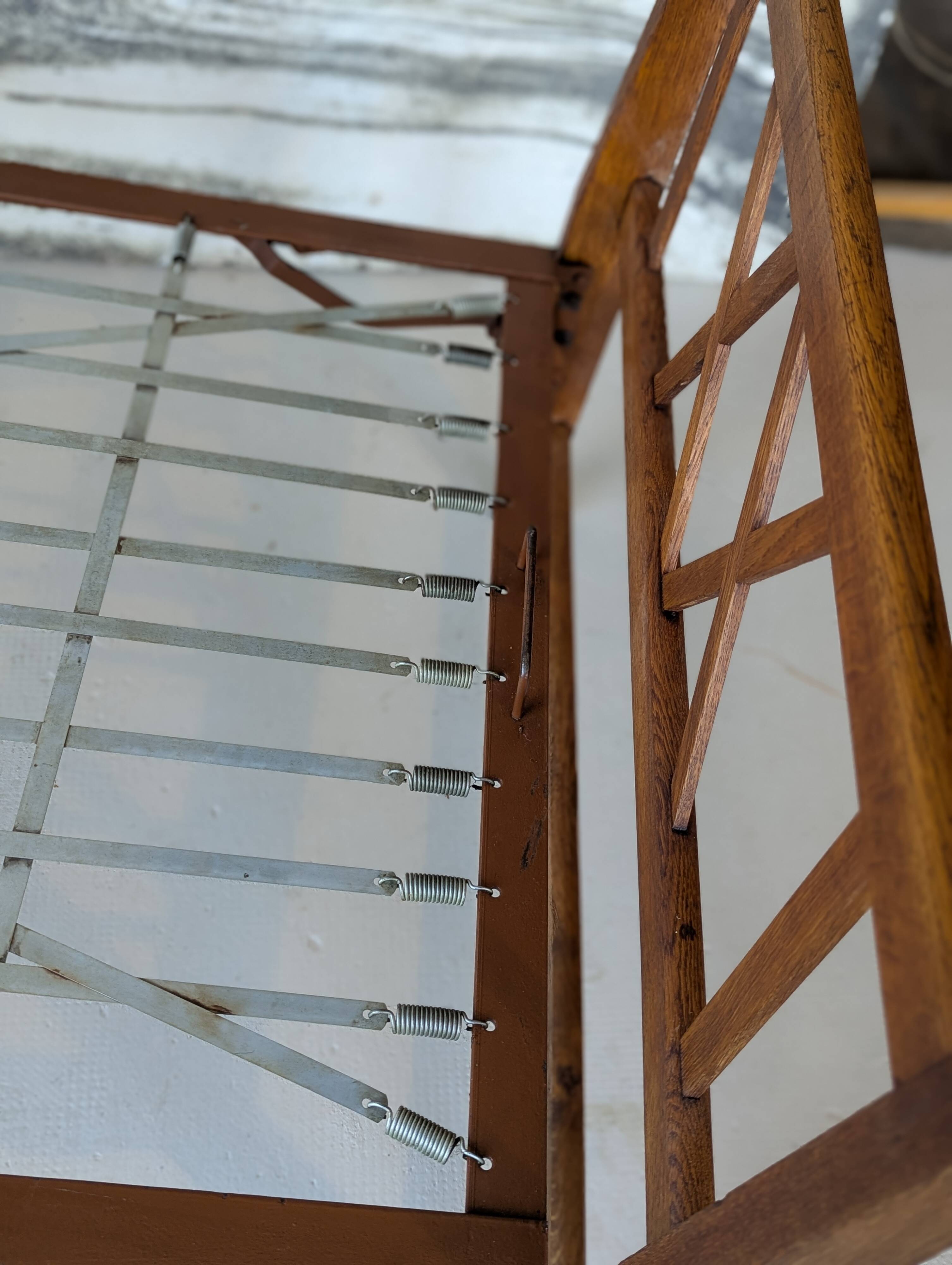 Bed, daybed, style reconstruction, in oak, 1950s.