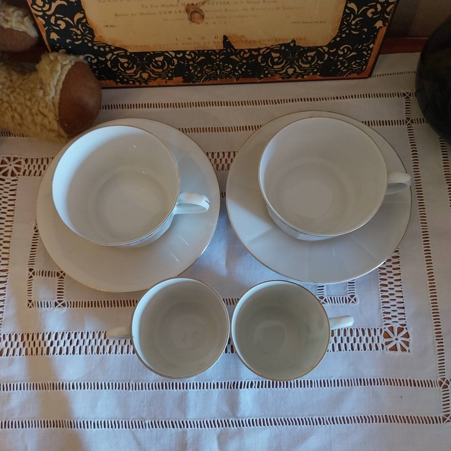 Antique porcelain cups and saucers