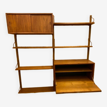 Vintage Scandinavian Teak Wall Unit by Poul Cadovius for Royal System, 1960s