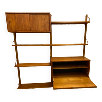 Vintage Scandinavian Teak Wall Unit by Poul Cadovius for Royal System, 1960s