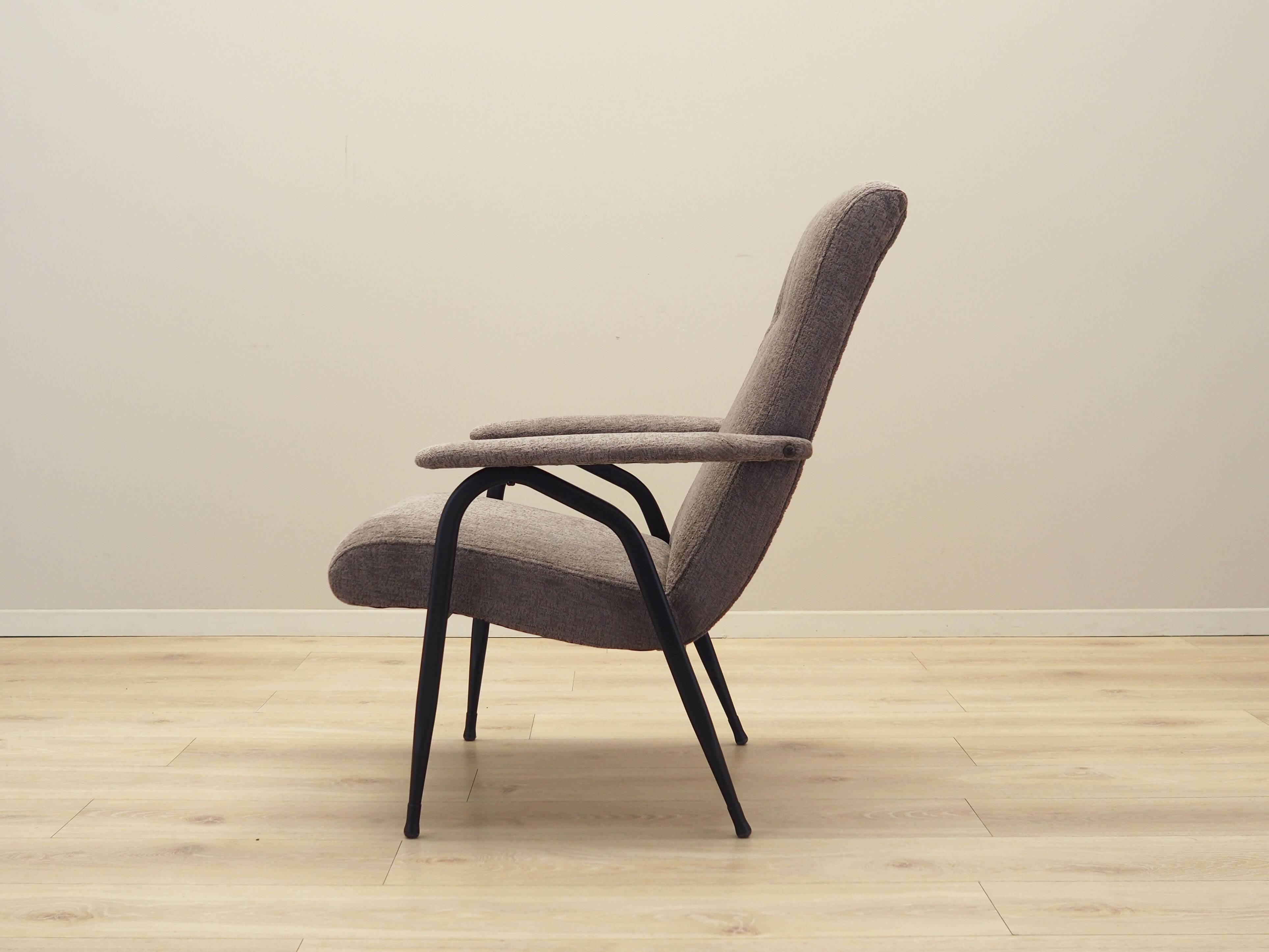 Grey armchair, Italian design, 1970s, production: Italy