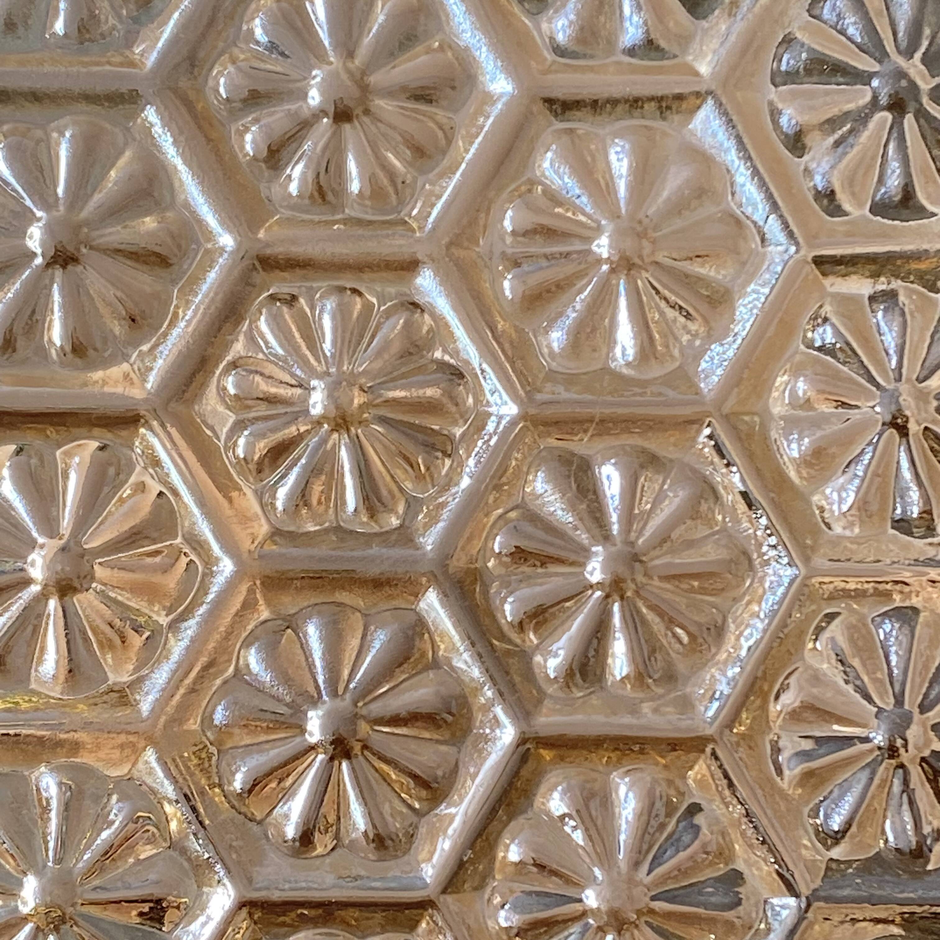 Wall light ceiling light amber gold glass 1970 1980 seventies