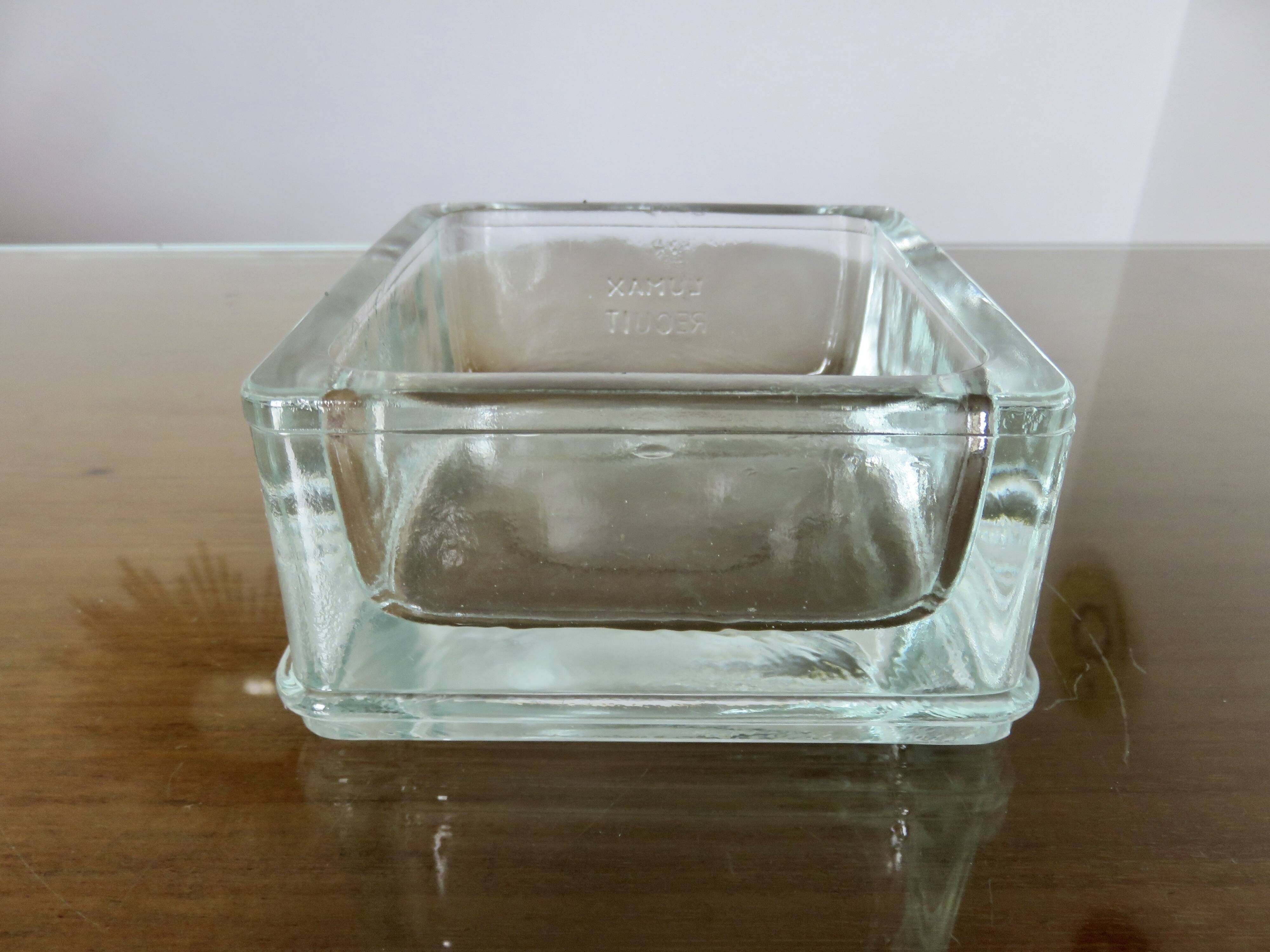 Pavé de verre , cendrier, signé LUMAX, recuit, années 40 50, Le Corbusier