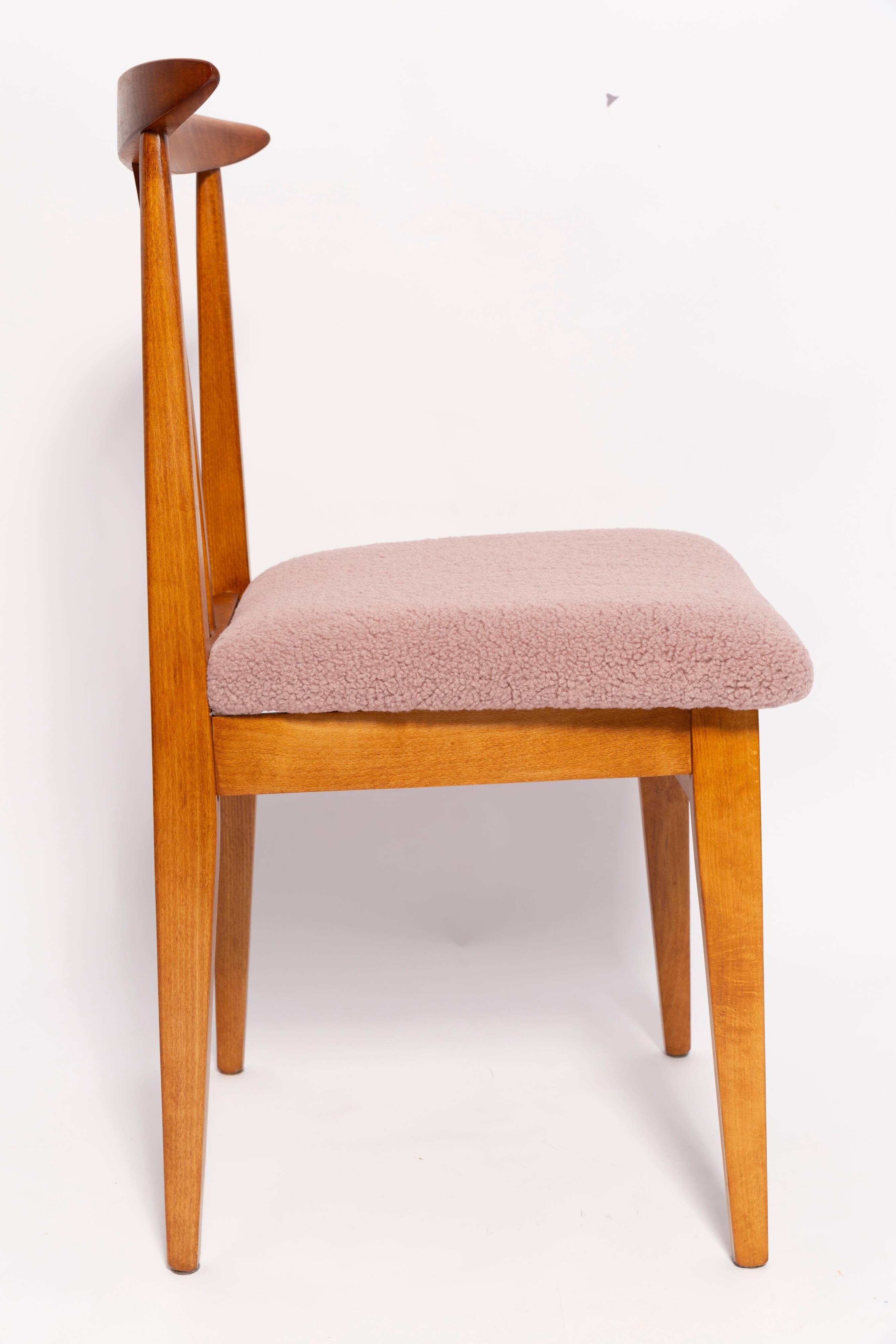 Powder pink boucle chair from the mid-century by M. Zielinski, Europe, 1960s.