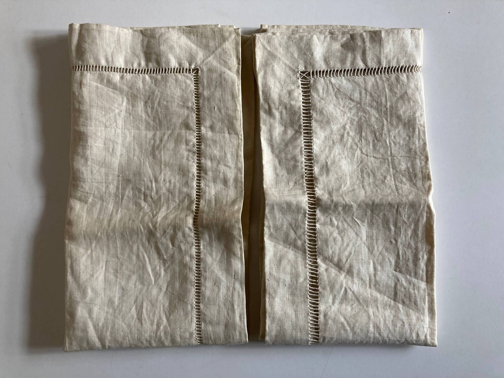 Pair of woven raw linen canvas pillowcases