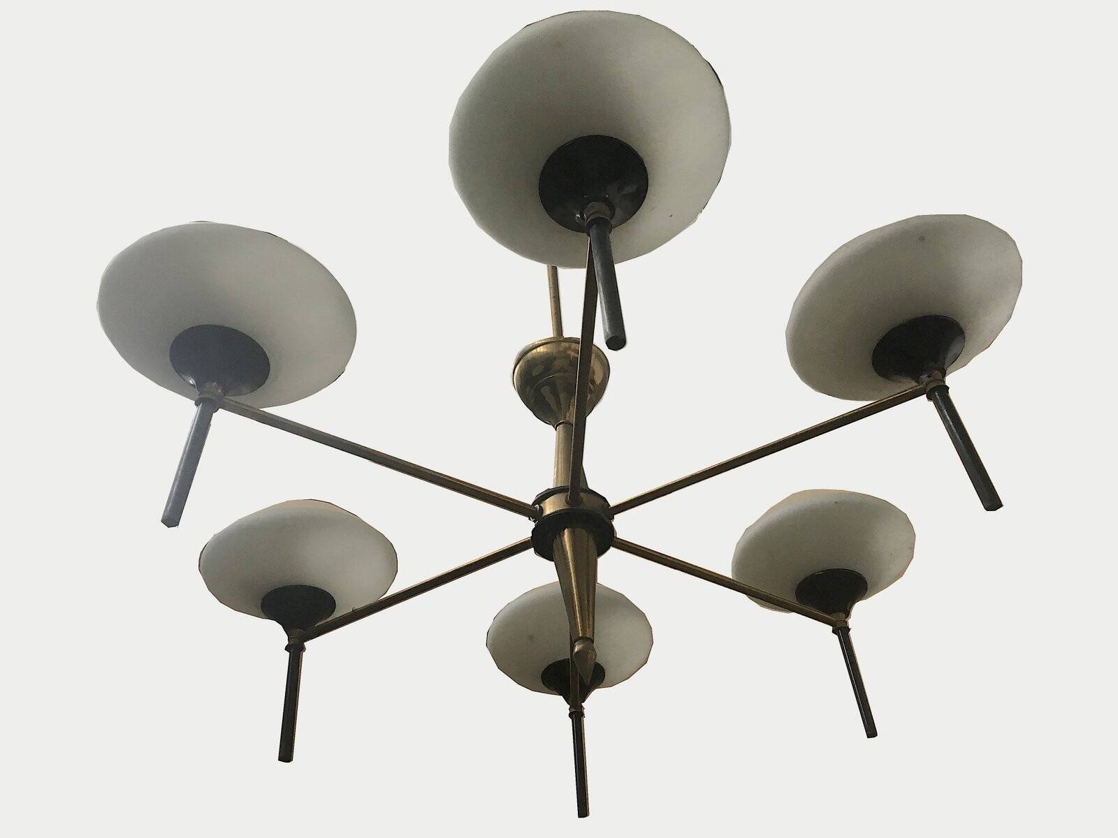 Vintage chandelier in opaline glass