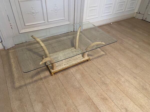 Table basse fausse défense d’éléphant, 1970s