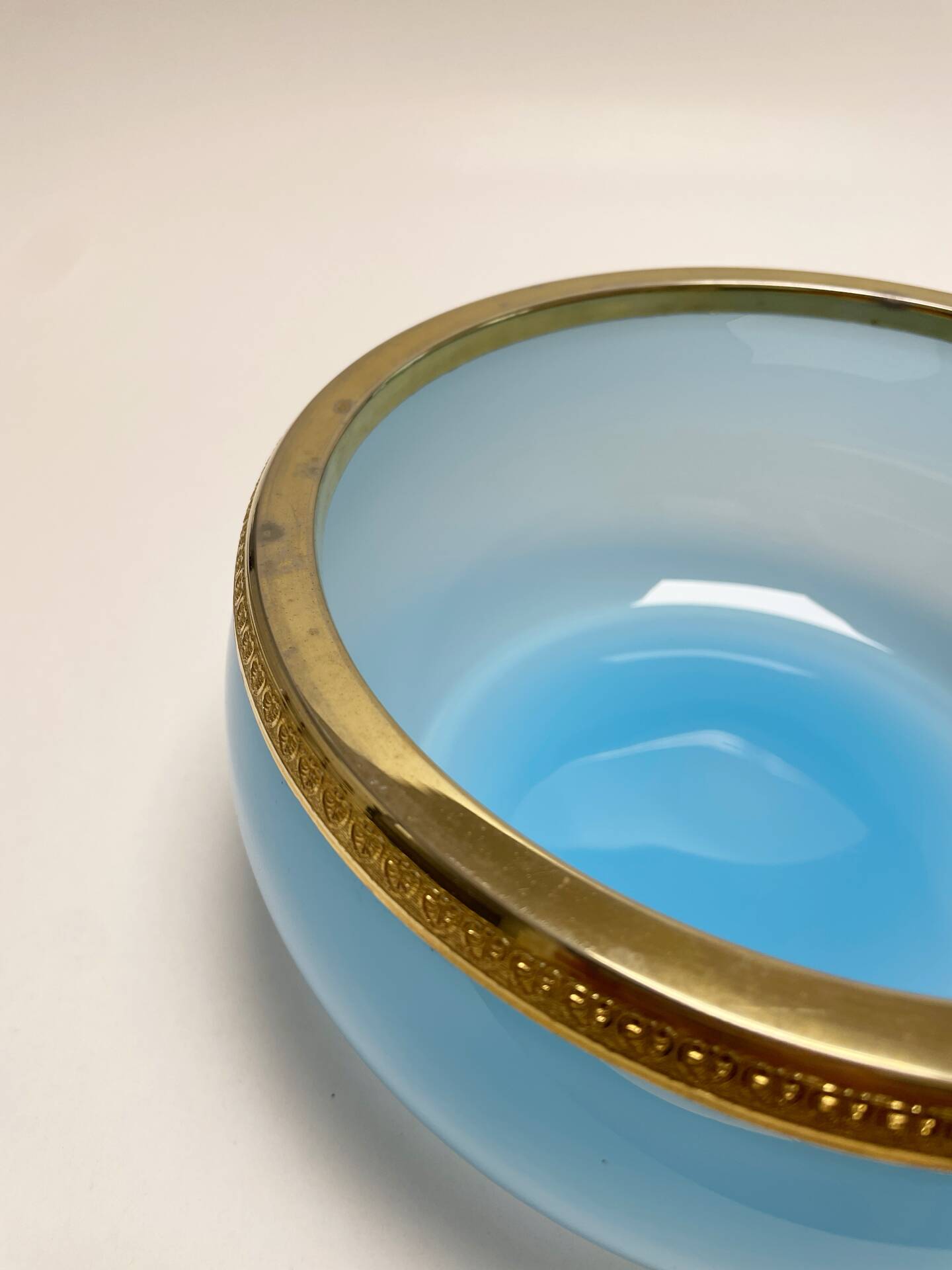 Sky blue opaline glass bowl