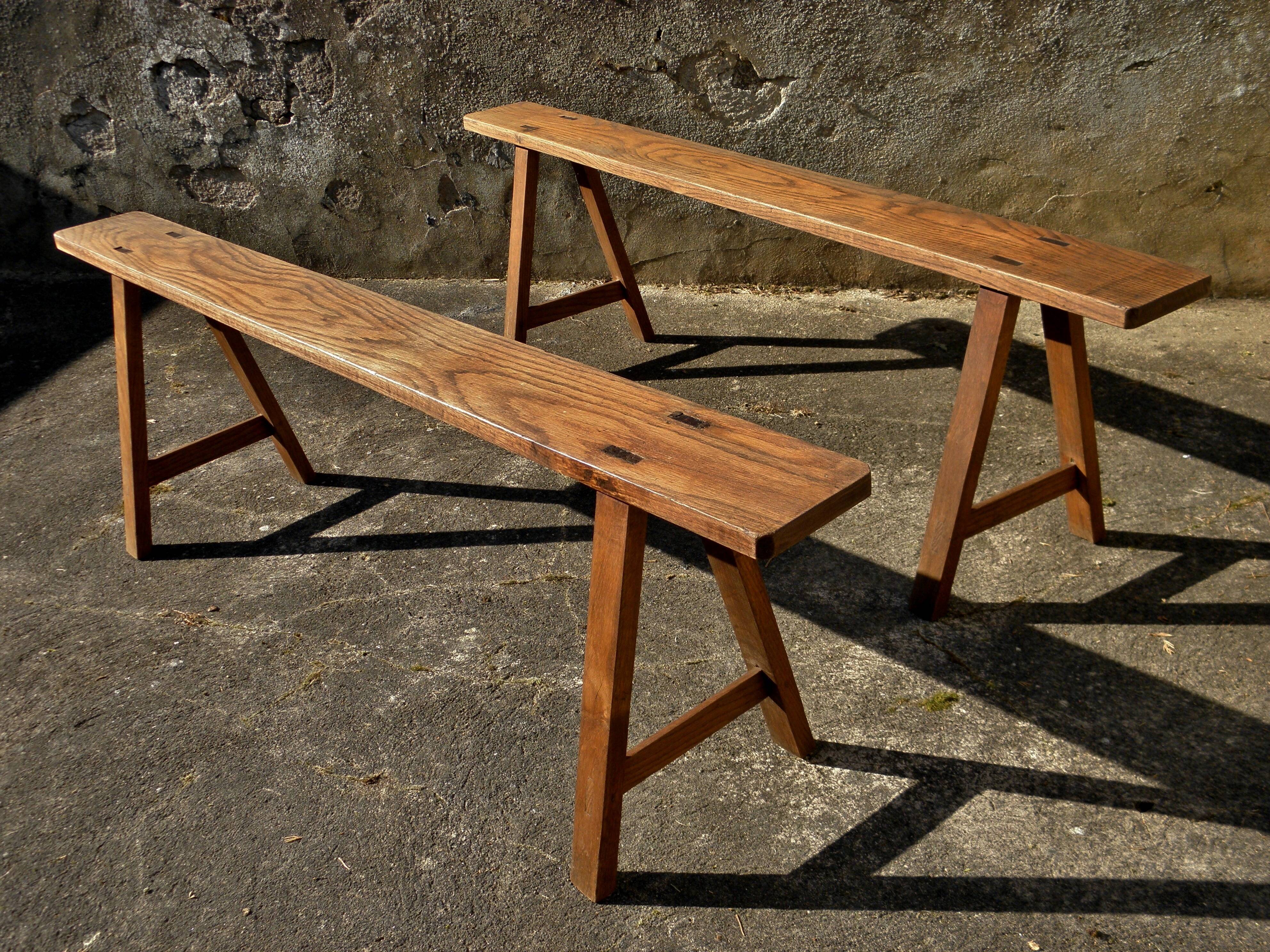 Paire de bancs de ferme 150 cm