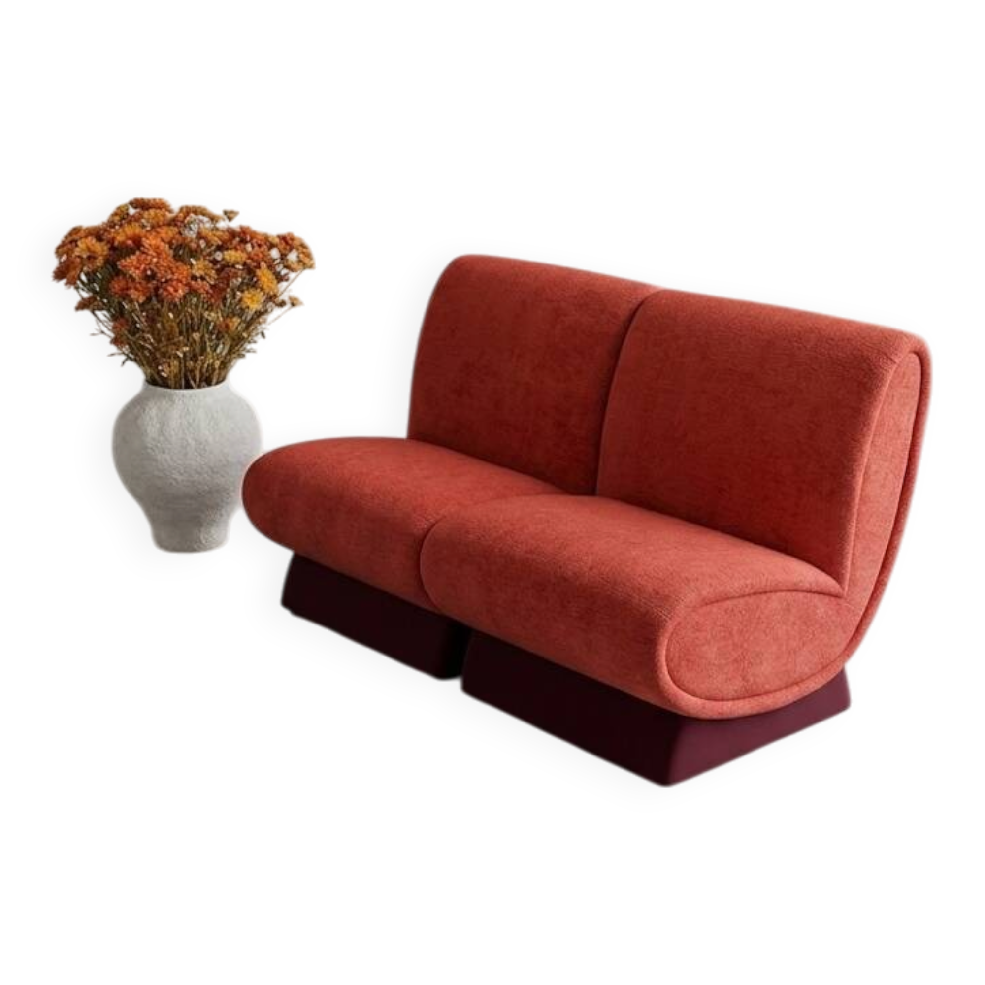 Brick Red Sofa — Sculpted Silhouette