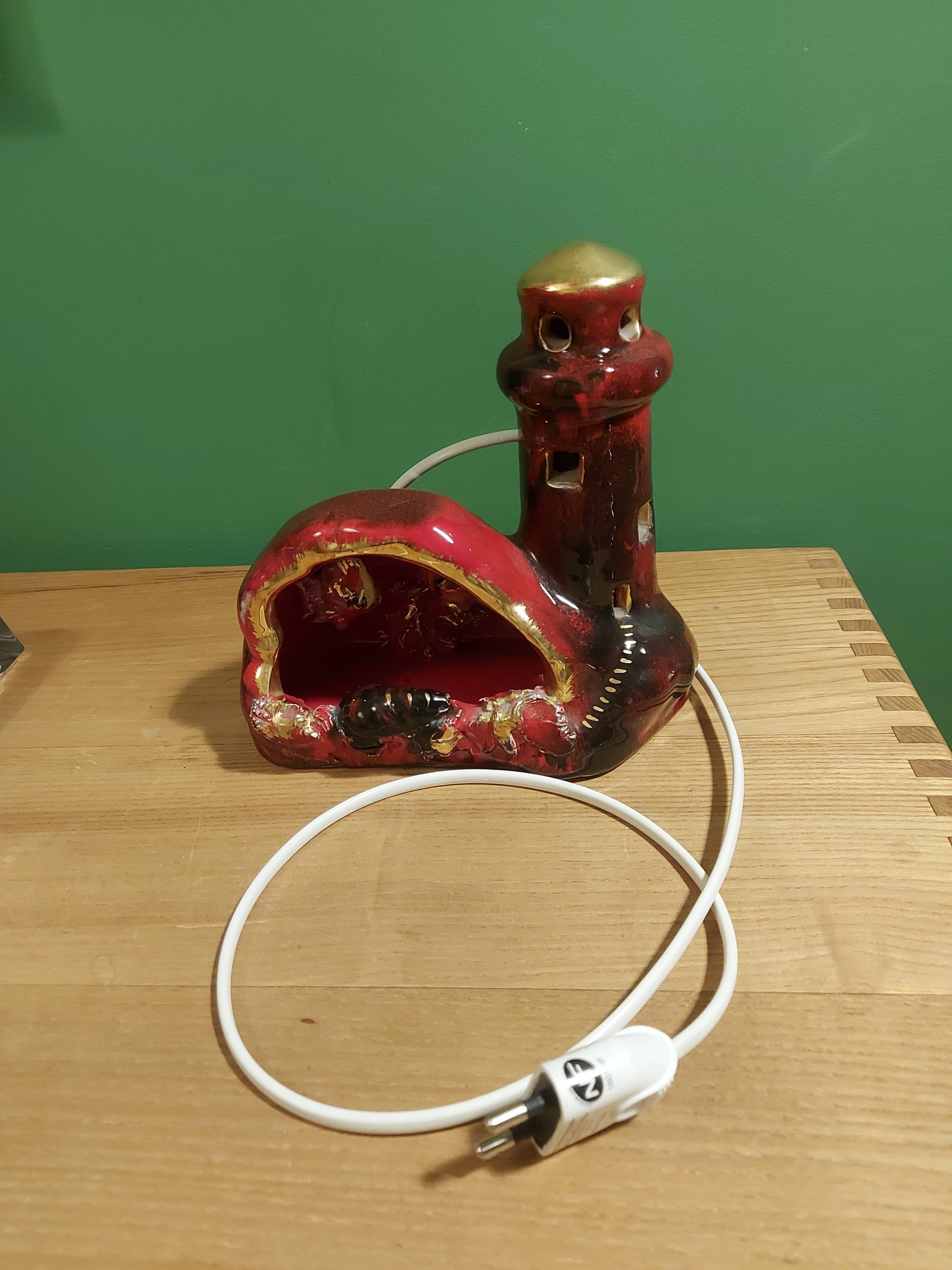 Vintage ceramic lamp in the shape of a lighthouse, Vallauris